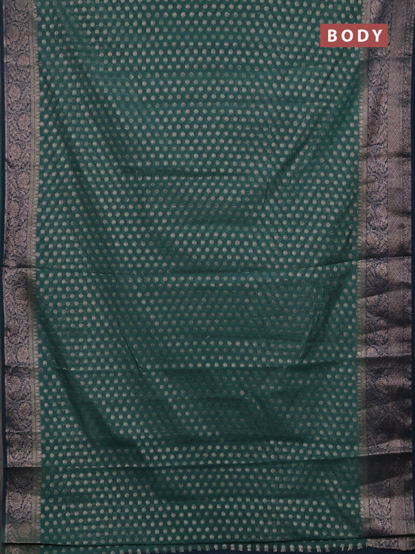 Semi chiniya silk saree teal green shade and peacock green with allover thread & zari woven buttas and woven border
