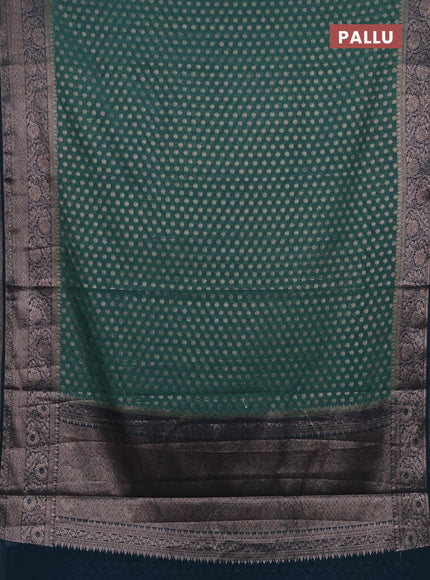 Semi chiniya silk saree teal green shade and peacock green with allover thread & zari woven buttas and woven border