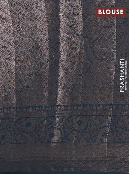 Semi chiniya silk saree teal green shade and peacock green with allover thread & zari woven buttas and woven border