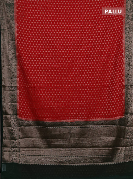 Semi chiniya silk saree red and bottle green with allover thread & zari woven buttas and woven border