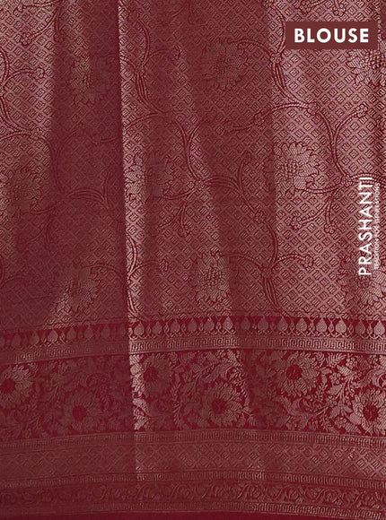Semi chiniya silk saree peacock blue and wine shade with allover thread & zari woven buttas and woven border