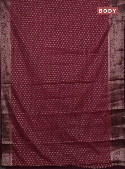 Semi chiniya silk saree mauve pink and wine shade with allover thread & zari woven buttas and woven border