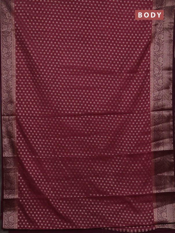 Semi chiniya silk saree mauve pink and wine shade with allover thread & zari woven buttas and woven border