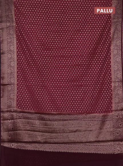 Semi chiniya silk saree mauve pink and wine shade with allover thread & zari woven buttas and woven border