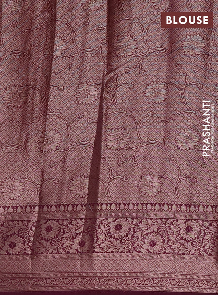 Semi chiniya silk saree mauve pink and wine shade with allover thread & zari woven buttas and woven border