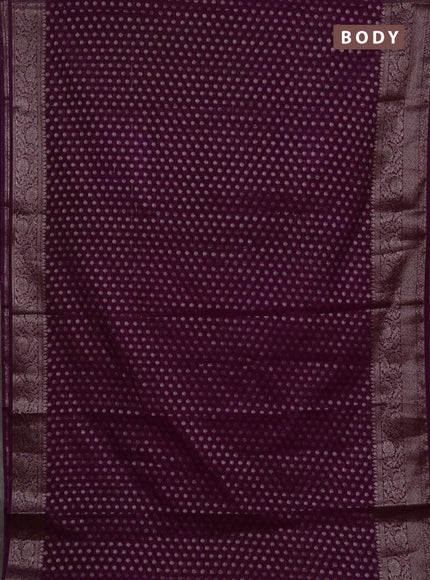 Semi chiniya silk saree purple with allover thread & zari woven buttas and woven border