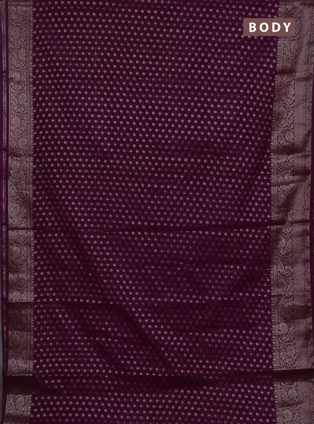 Semi chiniya silk saree purple with allover thread & zari woven buttas and woven border