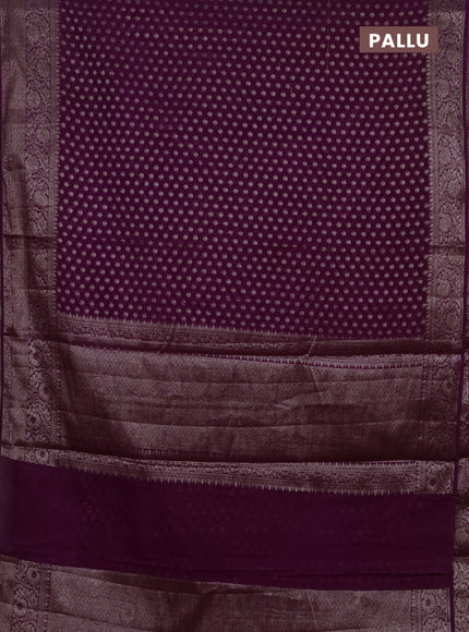Semi chiniya silk saree purple with allover thread & zari woven buttas and woven border