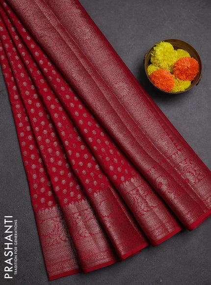 Semi chiniya silk saree pink with allover thread & zari woven buttas and woven border