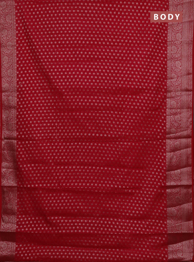 Semi chiniya silk saree pink with allover thread & zari woven buttas and woven border