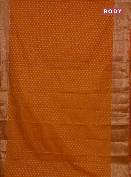 Semi chiniya silk saree mango yellow with allover thread & zari woven buttas and woven border