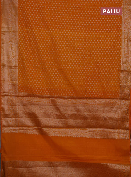 Semi chiniya silk saree mango yellow with allover thread & zari woven buttas and woven border