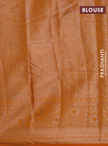Semi chiniya silk saree mango yellow with allover thread & zari woven buttas and woven border