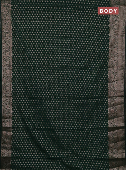 Semi chiniya silk saree dark green with allover thread & zari woven buttas and woven border