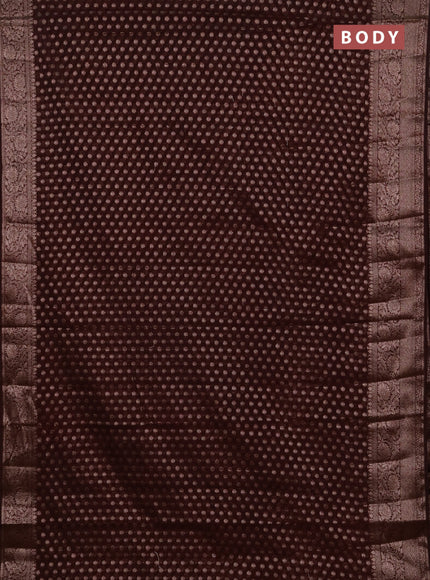 Semi chiniya silk saree coffee brown with allover thread & zari woven buttas and woven border