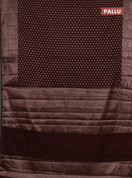 Semi chiniya silk saree coffee brown with allover thread & zari woven buttas and woven border