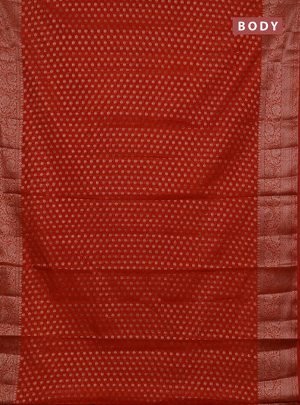 Semi chiniya silk saree rustic orange with allover thread & zari woven buttas and woven border