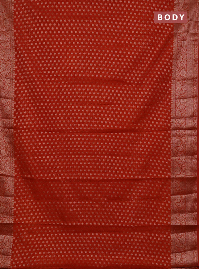 Semi chiniya silk saree rustic orange with allover thread & zari woven buttas and woven border