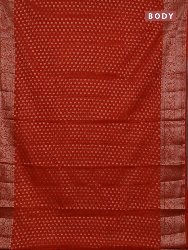 Semi chiniya silk saree rustic orange with allover thread & zari woven buttas and woven border