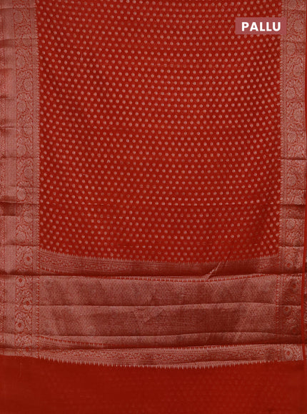 Semi chiniya silk saree rustic orange with allover thread & zari woven buttas and woven border