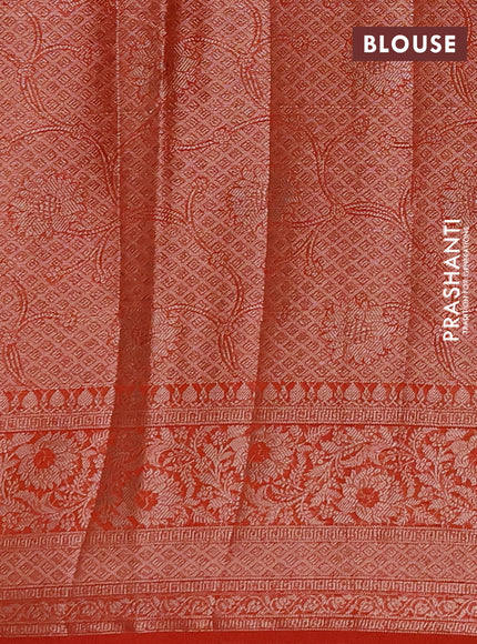 Semi chiniya silk saree rustic orange with allover thread & zari woven buttas and woven border