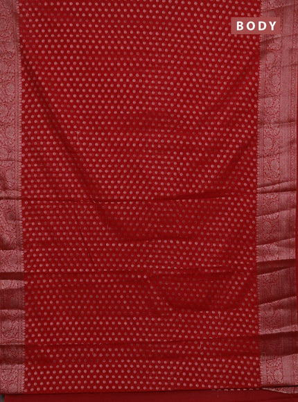 Semi chiniya silk saree red with allover thread & zari woven buttas and woven border