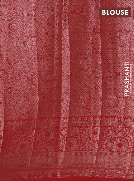 Semi chiniya silk saree red with allover thread & zari woven buttas and woven border
