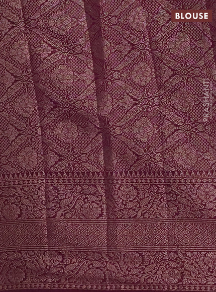Semi chiniya silk saree mauve pink and wine shade with allover thread & zari weaves and long woven border