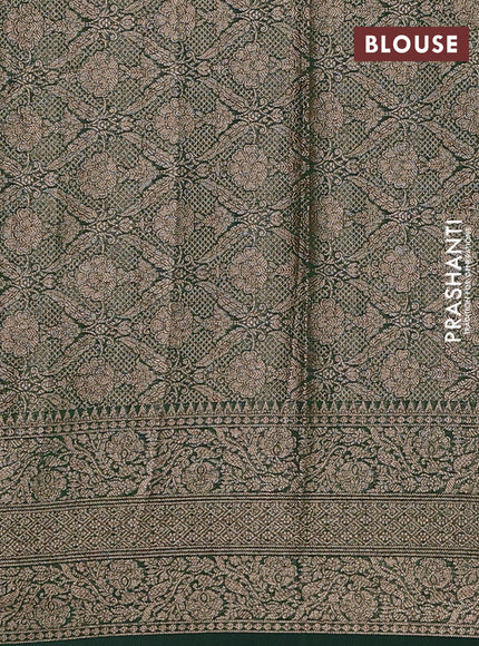 Semi chiniya silk saree pastel green and bottle green with allover thread & zari weaves and long woven border