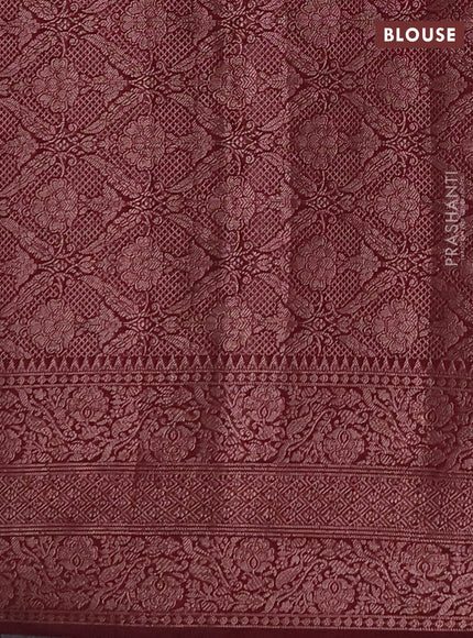 Semi chiniya silk saree mauve pink and wine shade with allover thread & zari weaves and long woven border