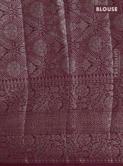 Semi chiniya silk saree wine shade with allover thread & zari weaves and long woven border