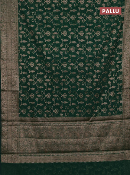 Semi chiniya silk saree green with allover thread & zari weaves and long woven border