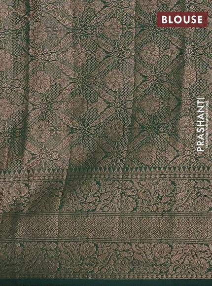 Semi chiniya silk saree green with allover thread & zari weaves and long woven border
