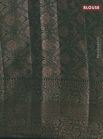 Semi chiniya silk saree wine shade and bottle green with allover thread & zari weaves and long woven border