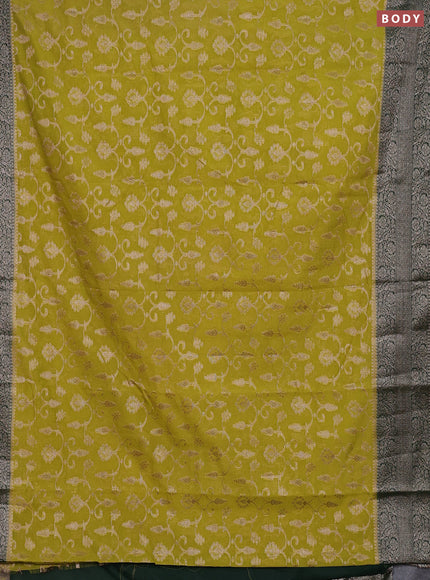 Semi chiniya silk saree mehendi green and bottle green with allover thread & zari weaves and long woven border