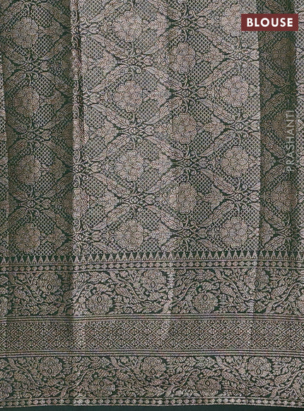Semi chiniya silk saree mehendi green and bottle green with allover thread & zari weaves and long woven border