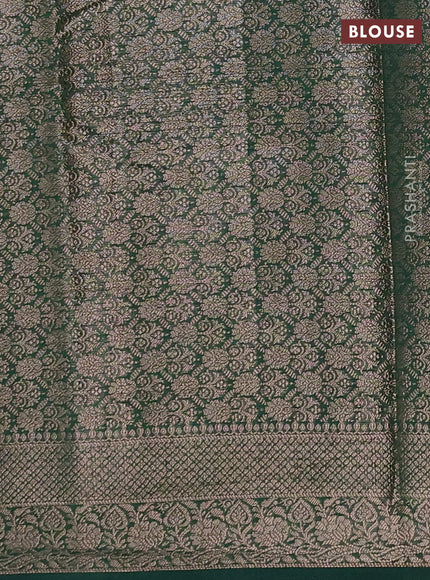 Semi chiniya silk saree wine shade and dark green with allover thread & zari woven buttas and woven border