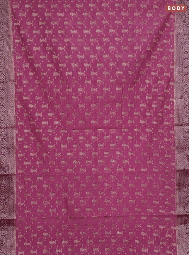 Semi chiniya silk saree mauve pink and wine shade with allover thread & zari woven buttas and woven border