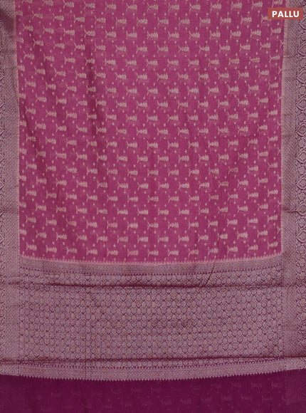 Semi chiniya silk saree mauve pink and wine shade with allover thread & zari woven buttas and woven border