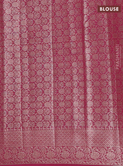 Semi chiniya silk saree peacock blue and wine shade with allover thread & zari woven buttas and woven border
