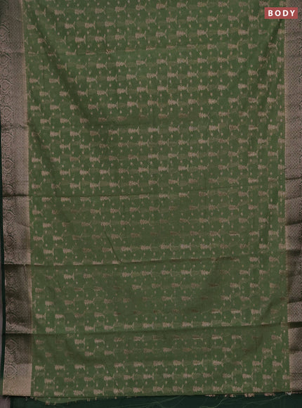 Semi chiniya silk saree pastel green and bottle green with allover thread & zari woven buttas and woven border