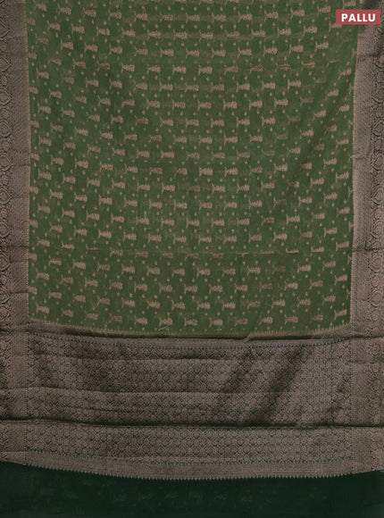 Semi chiniya silk saree pastel green and bottle green with allover thread & zari woven buttas and woven border