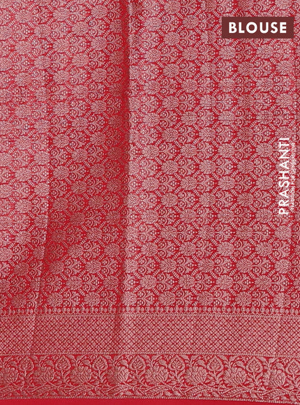 Semi chiniya silk saree navy blue and red with allover thread & zari woven buttas and woven border