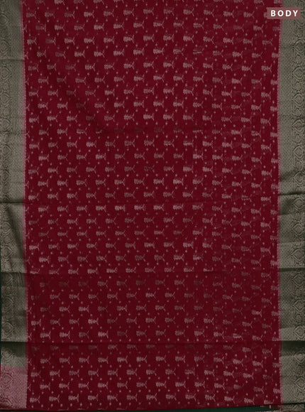 Semi chiniya silk saree pink and bottle green with allover thread & zari woven buttas and woven border