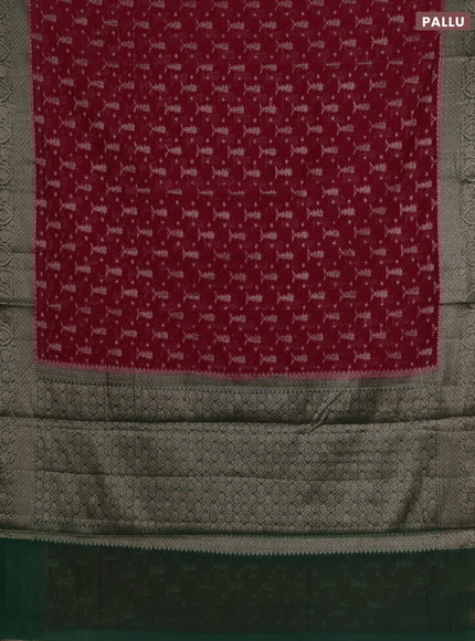 Semi chiniya silk saree pink and bottle green with allover thread & zari woven buttas and woven border