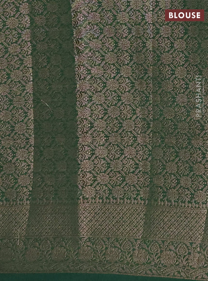 Semi chiniya silk saree pink and bottle green with allover thread & zari woven buttas and woven border