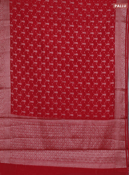 Semi chiniya silk saree kumkum red with allover thread & zari woven buttas and woven border