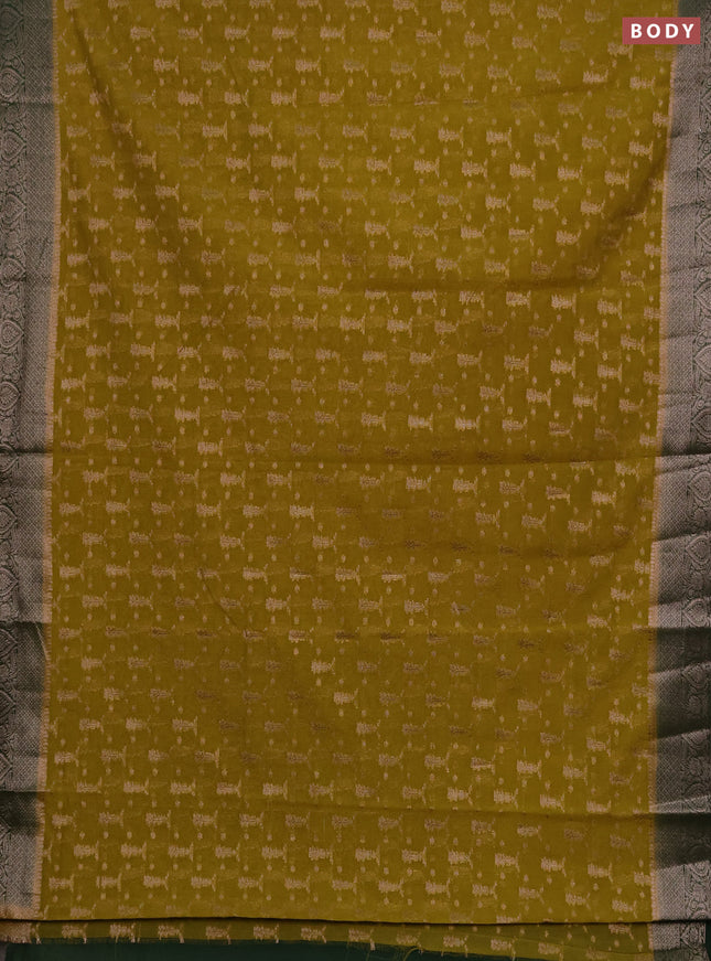 Semi chiniya silk saree mehendi green and bottle green with allover thread & zari woven buttas and woven border