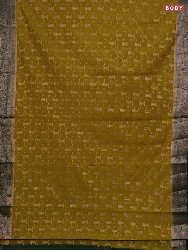 Semi chiniya silk saree mehendi green and bottle green with allover thread & zari woven buttas and woven border