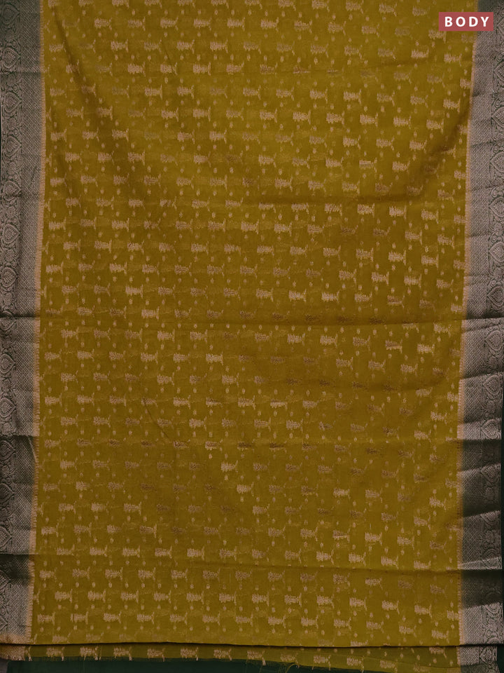 Semi chiniya silk saree mehendi green and bottle green with allover thread & zari woven buttas and woven border
